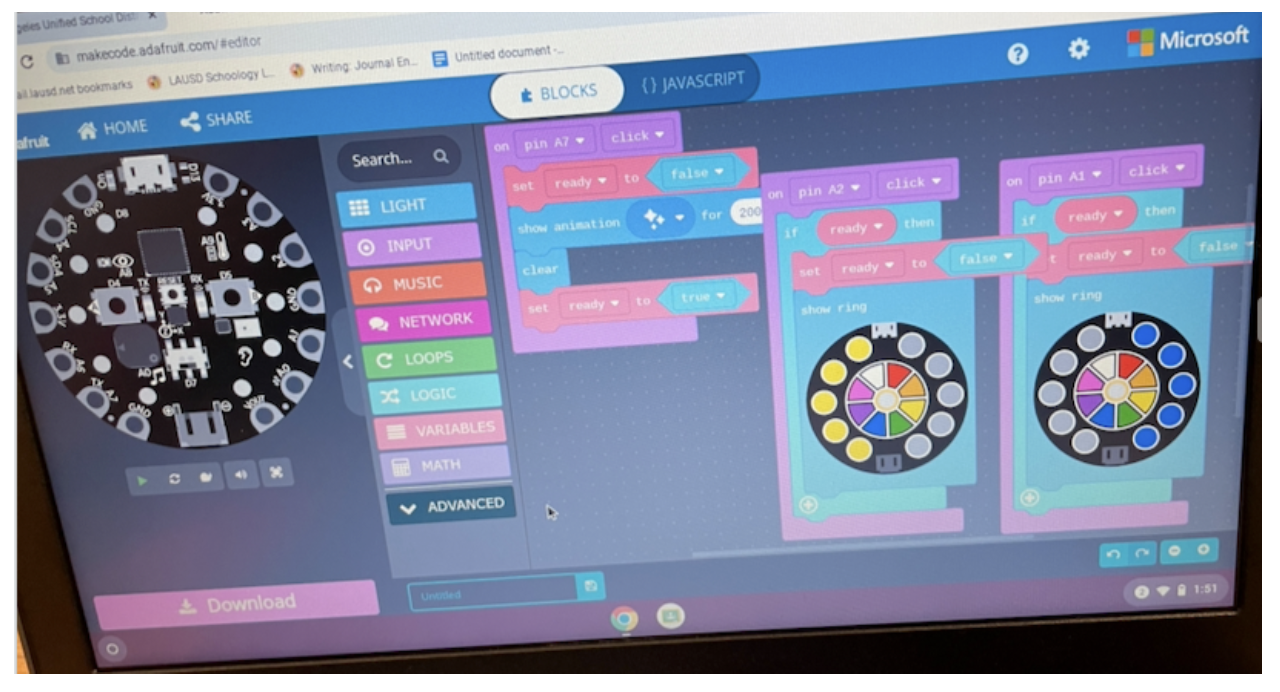 microbit sensors on screen